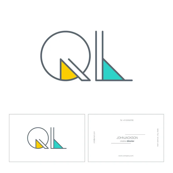 Line joint letters logo QL — Stock Vector