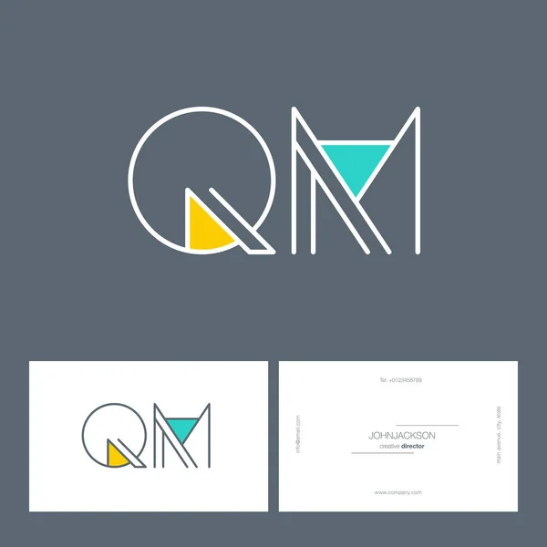 Línea conjunta letras logo QM — Vector de stock