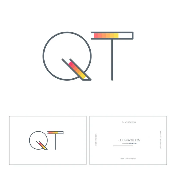 Γραμμή κοινές επιστολές λογότυπο Qt — Διανυσματικό Αρχείο