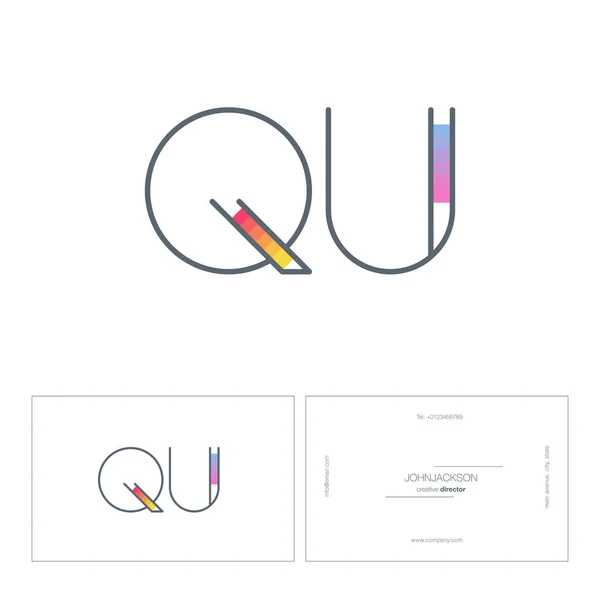 Γραμμή κοινές επιστολές λογότυπο Qu — Διανυσματικό Αρχείο