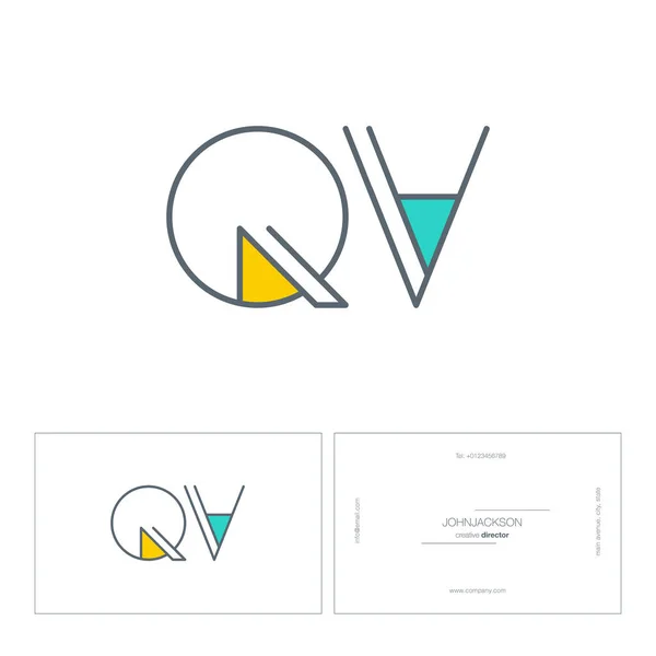 Ligne lettres communes logo QV — Image vectorielle