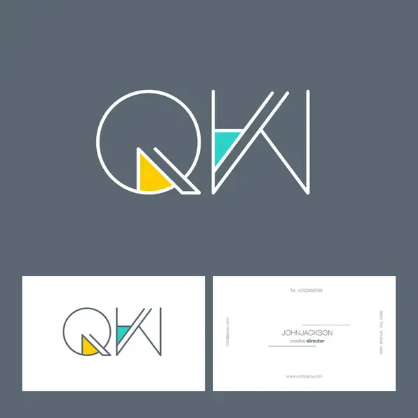 Línea conjunta letras logo QW — Vector de stock