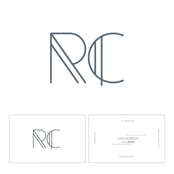 Linha letras comuns logotipo RC —  Vetores de Stock