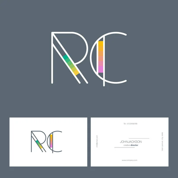 Linii litery wspólnego logo Rc — Wektor stockowy