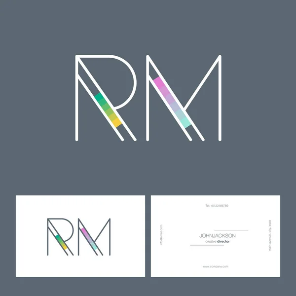 Linha letras comuns logotipo RM —  Vetores de Stock
