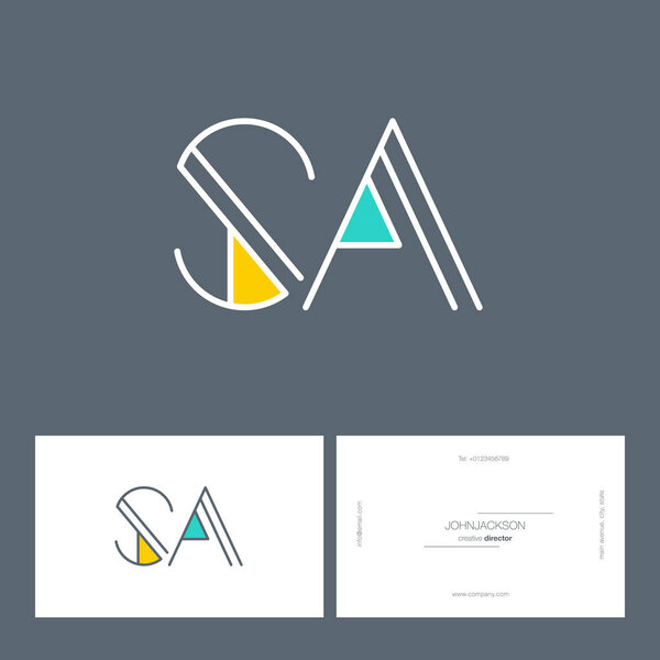 line joint letters logo SA