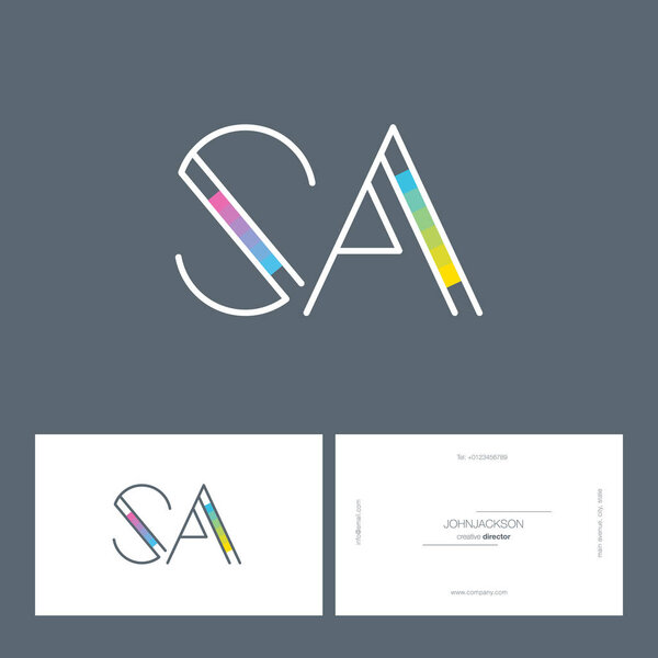 line joint letters logo SA