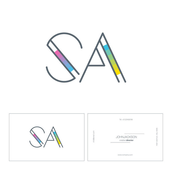 line joint letters logo SA
