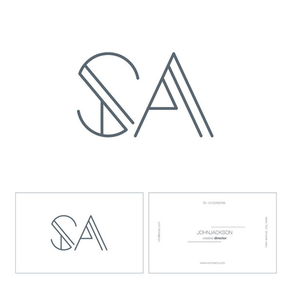 line joint letters logo SA