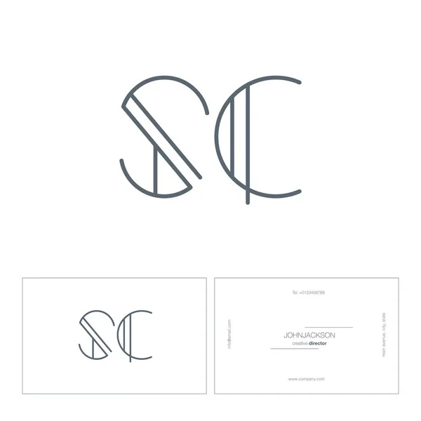 Line joint letters logo SC — Stock Vector