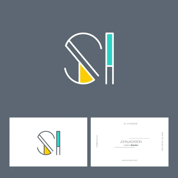 Linha letras comuns logotipo SI — Vetor de Stock