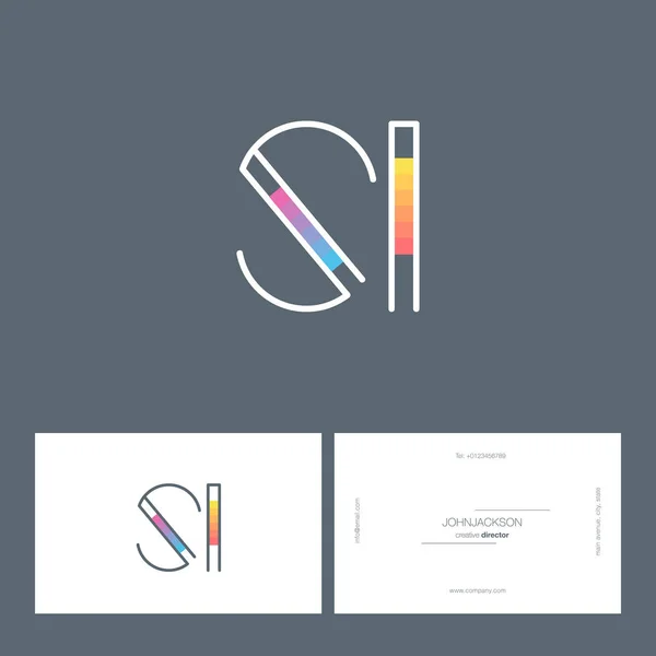 Ligne lettres communes logo SI — Image vectorielle