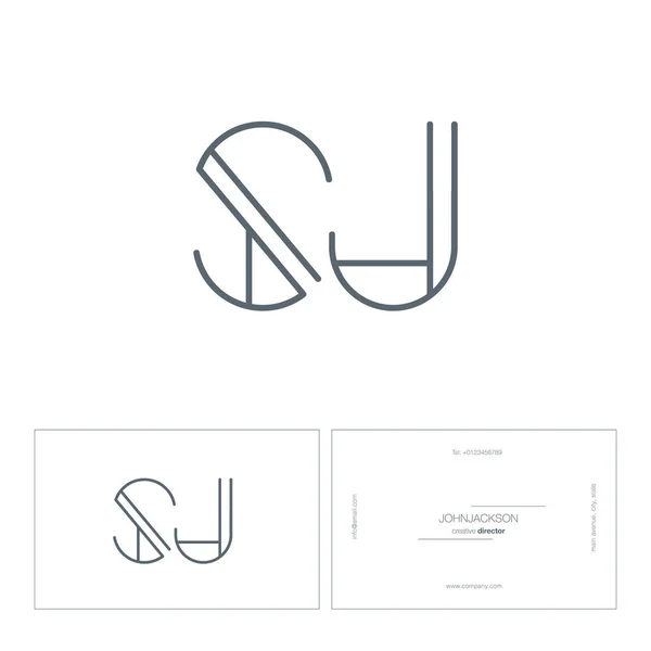Line joint letters logo SJ — Stock Vector
