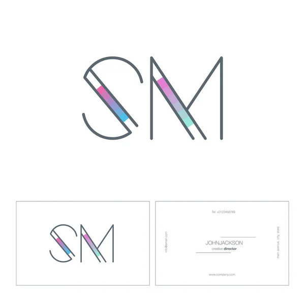 Linea comune lettere logo SM — Vettoriale Stock