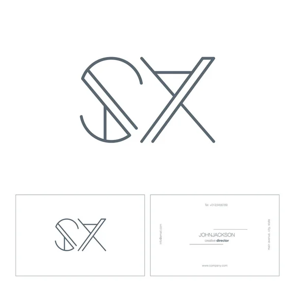 Linha letras comuns logotipo SX — Vetor de Stock