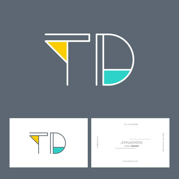 Linha letras comuns logotipo td — Vetor de Stock