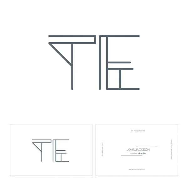Линия совместных букв логотип te — стоковый вектор
