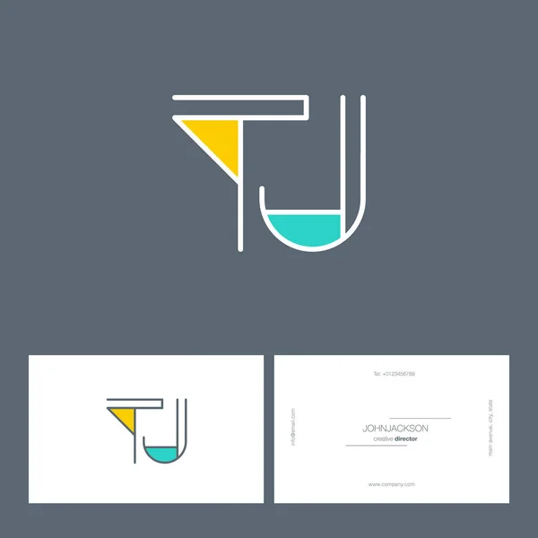 Linii litery wspólnego logo tj — Wektor stockowy