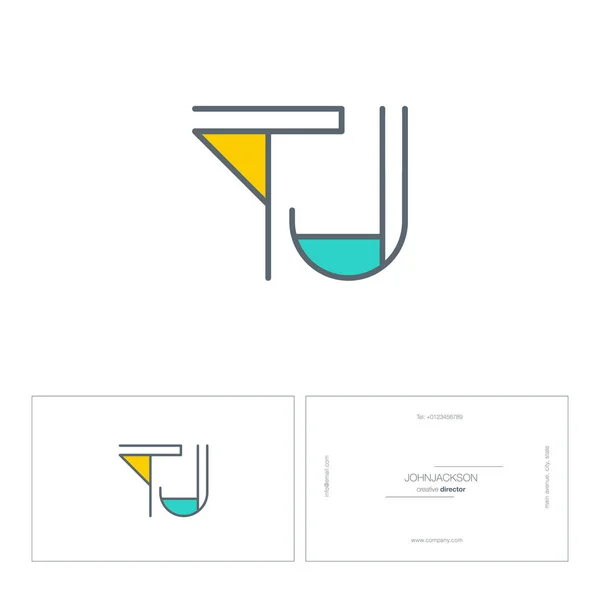 Ligne lettres communes logo tj — Image vectorielle