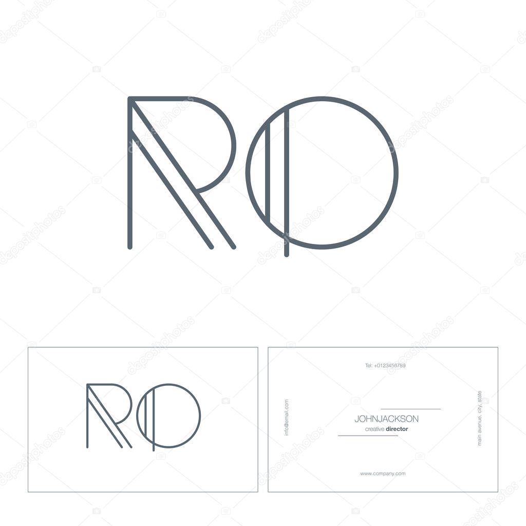 line joint letters logo RO