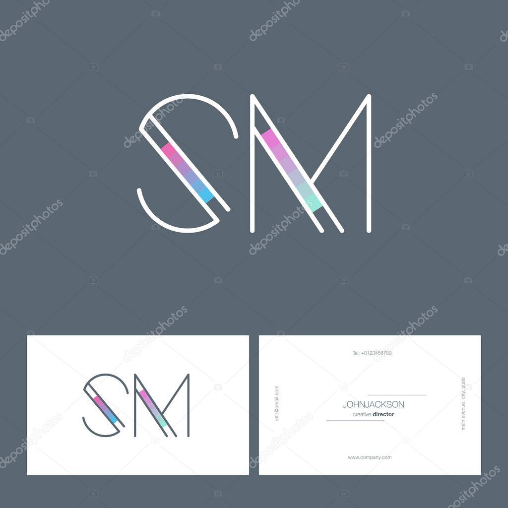 line joint letters logo SM