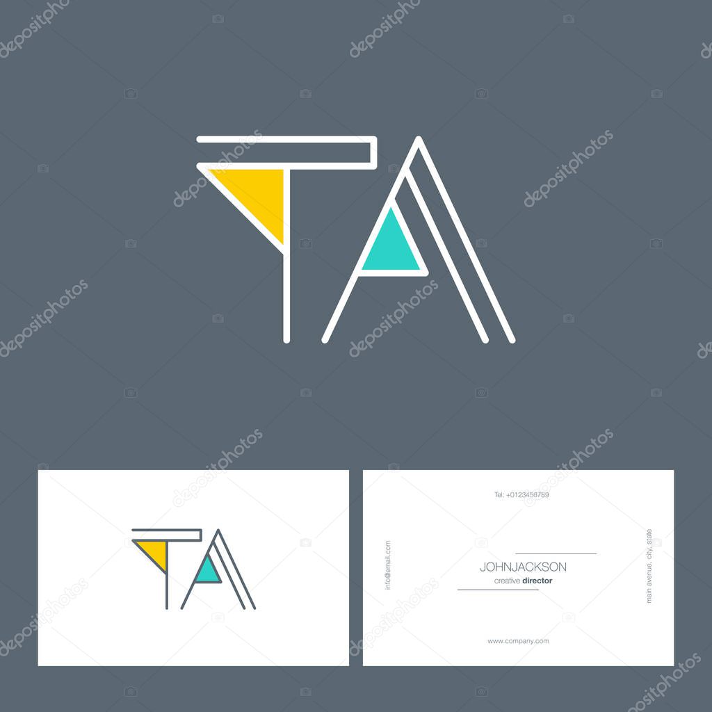line joint letters logo TA