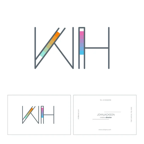 Línea conjunta letras logo WH — Vector de stock