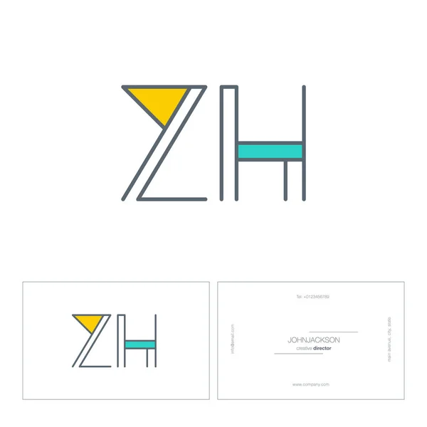 Linie gemeinsame Buchstaben Logo zh — Stockvektor