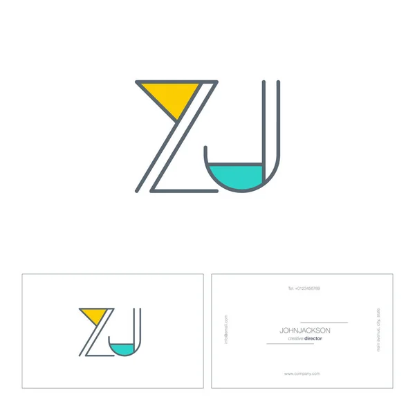 Ligne lettres communes logo ZJ — Image vectorielle