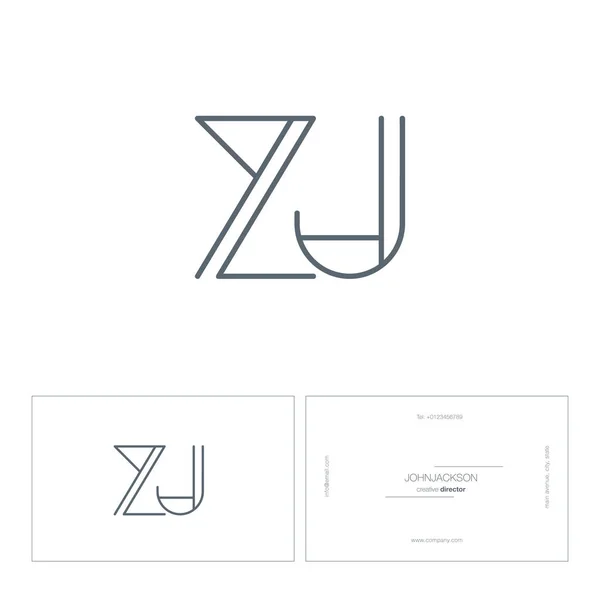 Line joint letters logo ZJ — Stock Vector