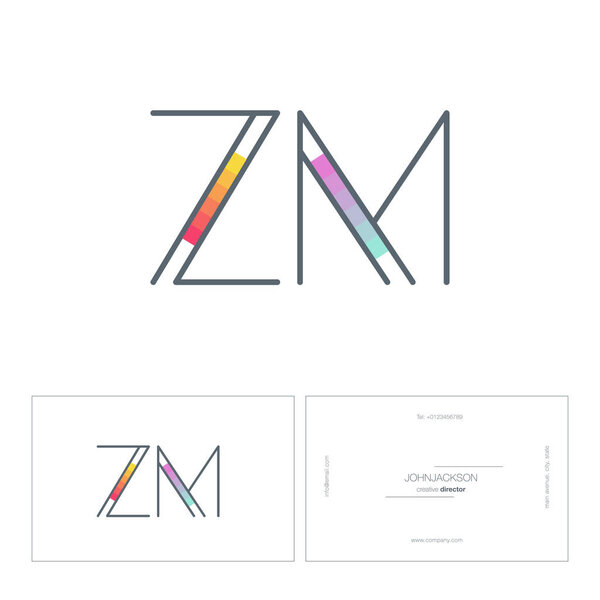 line joint letters logo ZM