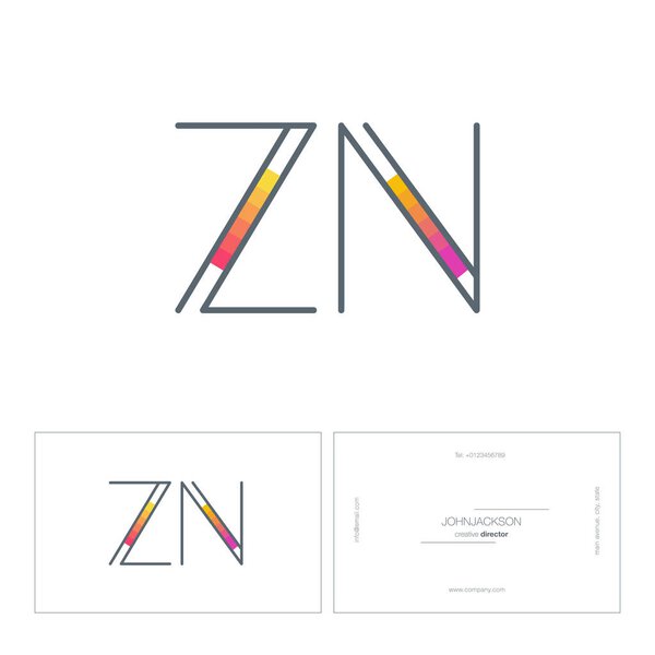 line joint letters logo ZN