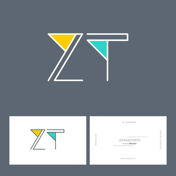 Línea conjunta letras logo ZT — Vector de stock
