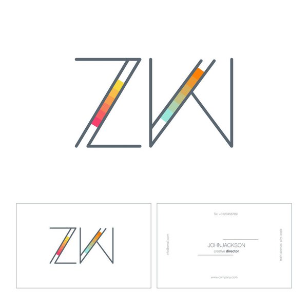 line joint letters logo ZW