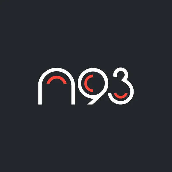 Sayı ve harf logo N93 — Stok Vektör