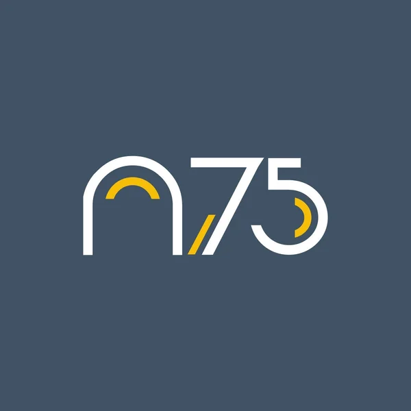 Número e logótipo da letra N75 — Vetor de Stock