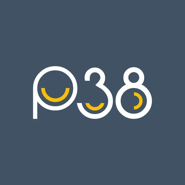 Logotipo de número e letra P38 — Vetor de Stock