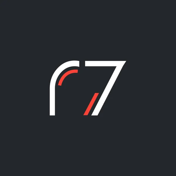 Číslo a písmeno logo R7 — Stockový vektor