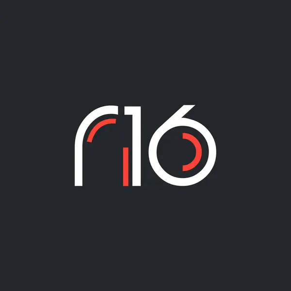 Cijfer en letter logo R16 — Stockvector