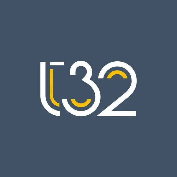 Zahl und Buchstabe Logo t32 — Stockvektor