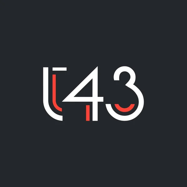 Zahl und Buchstabe Logo t43 — Stockvektor