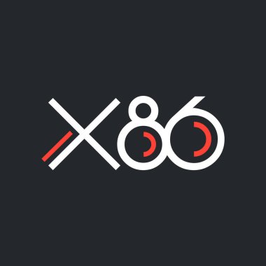 logo ile mektup ve sayı X86 