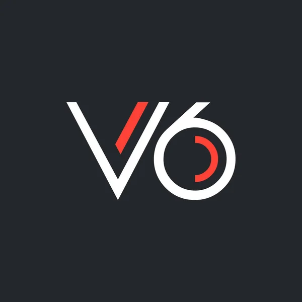 Logotipo com letra e número V6 — Vetor de Stock