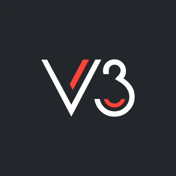 Logotipo com letra e número V3 —  Vetores de Stock