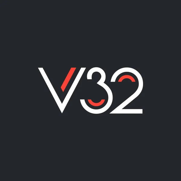 Logotipo com letra e número V32 —  Vetores de Stock