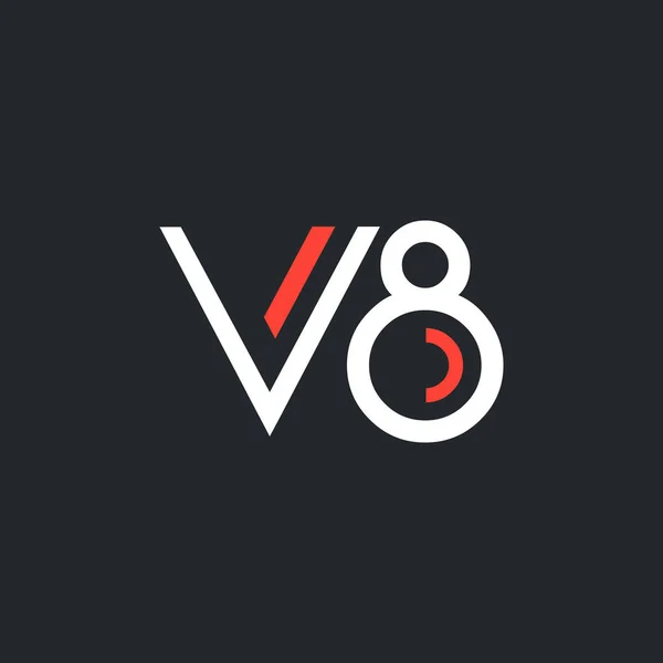 Logotipo com letra e número V8 — Vetor de Stock