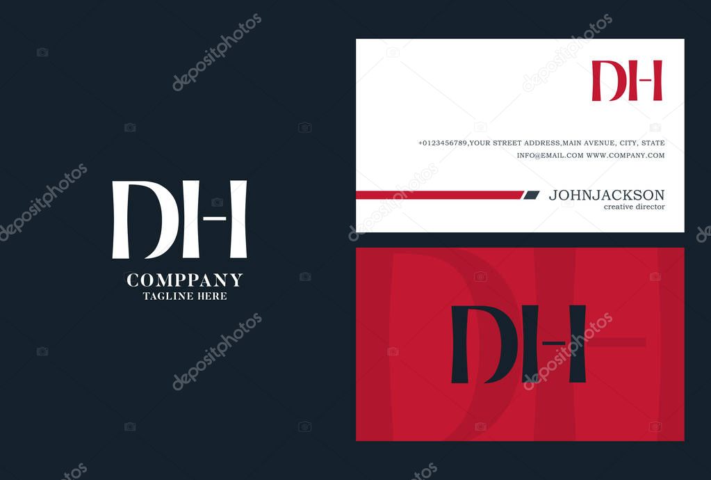 DH Joint Letters Logo, Business Card Template, vector illustration
