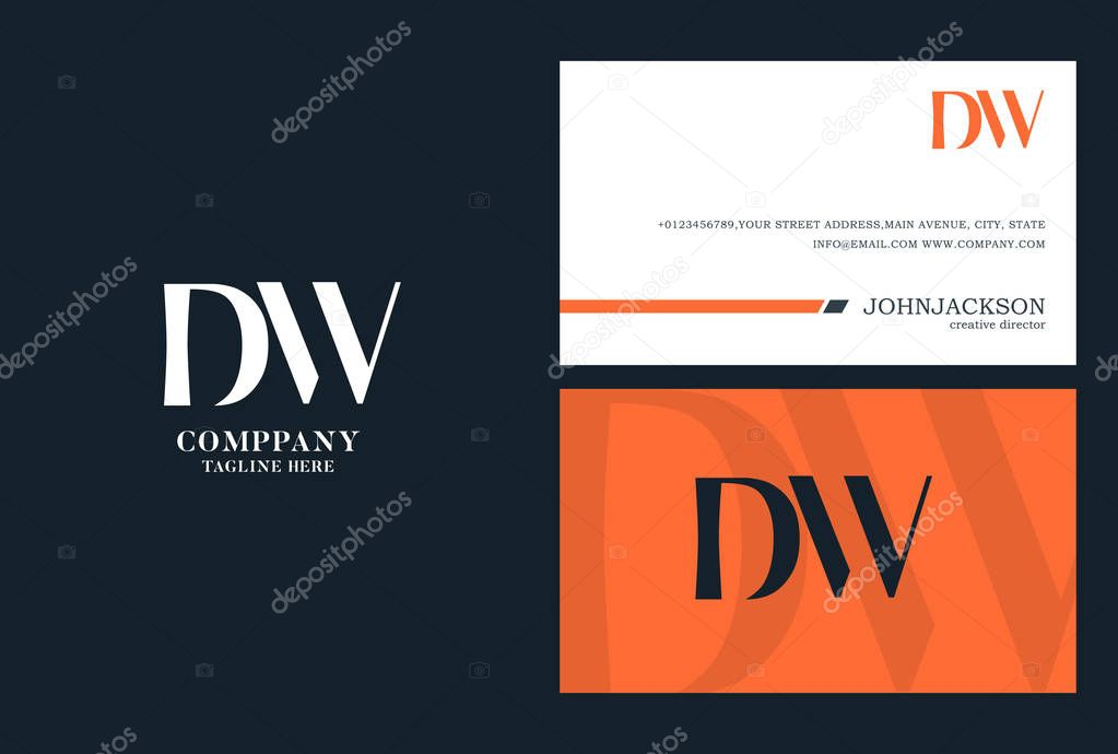 DW Joint Letters Logo,Business Card Template, Vector