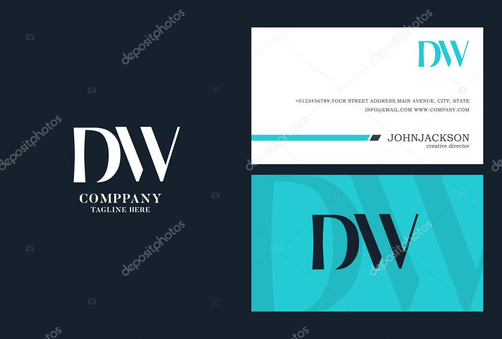 DW Joint Letters Logo,Business Card Template, Vector