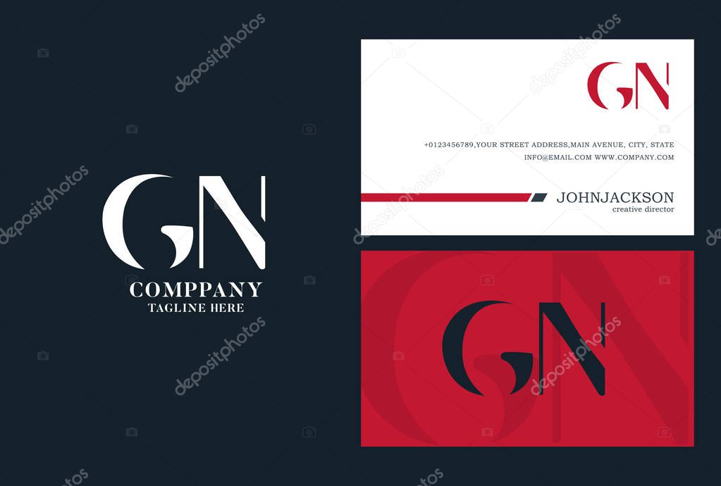 GN  Joint Letters Logo,Business Card Template, Vector